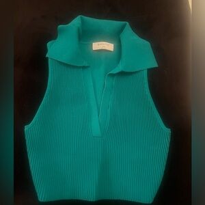 Aritzia babaton stretch collar crop top XXS teal